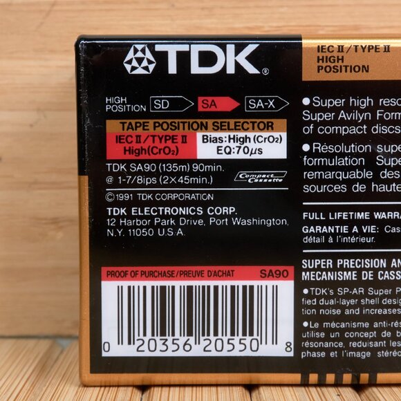 TDK SA 90 Audio Cassette, New & Sealed, Pack of 3, Made in USA - Picture 4 of 4